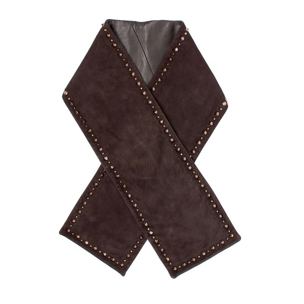 Miu Miu Leather Suede Studded Scarf Stole - Picture 2 of 4